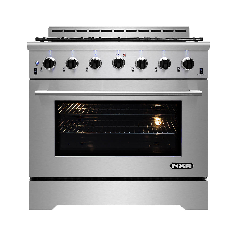 Stainless Steel Dual Fuel Range 6 Sealed Burner with Convection Oven