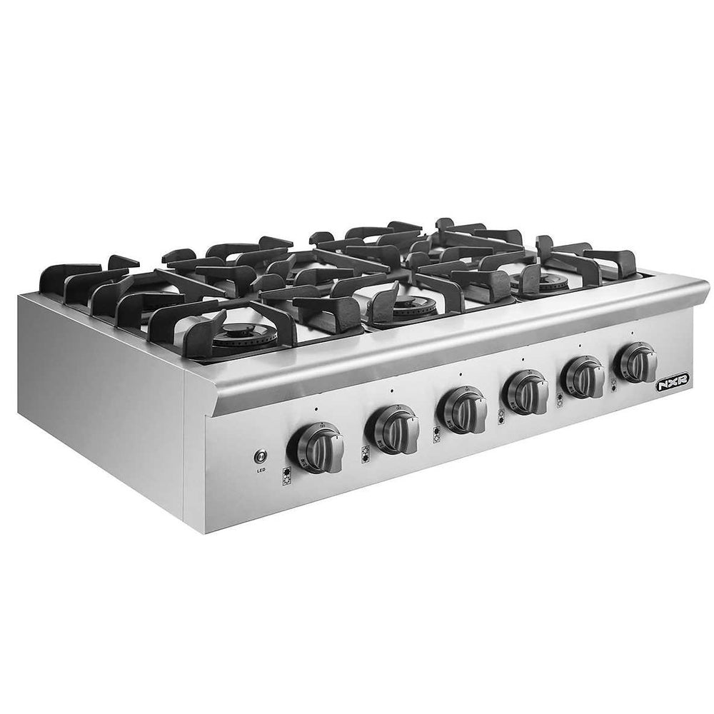 Stainless Steel 6 German sealed burner cooktop with cast iron grate