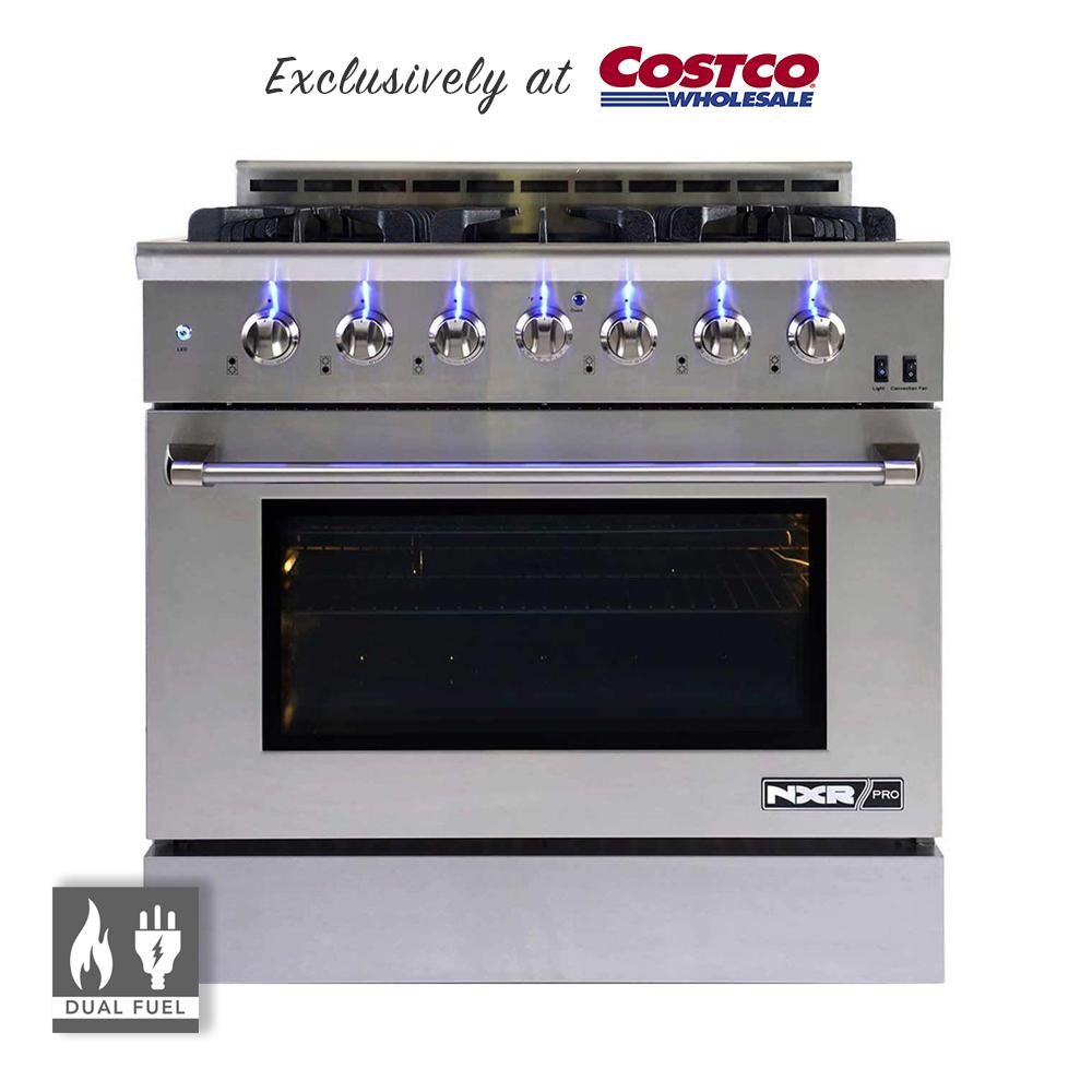 Stainless Steel Dual Fuel Range with 6 Burners and Convection Oven