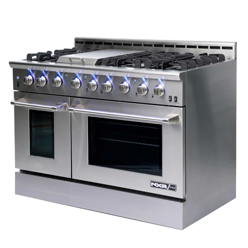 Multifunction Gas Ranges Stainless Steel Dual Fuel Range with 6 Burners and Convection Oven