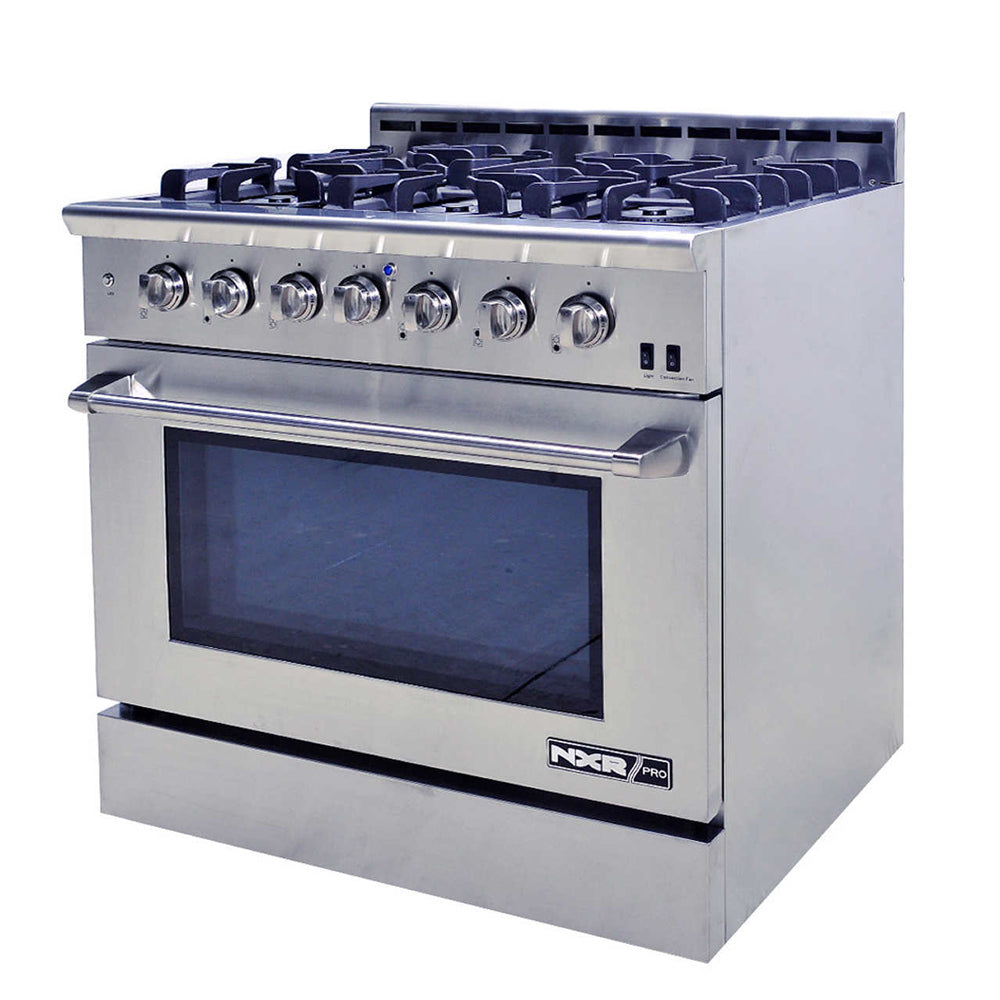 Stainless Steel 6 Sealed Burner Gas Range with Convection Oven