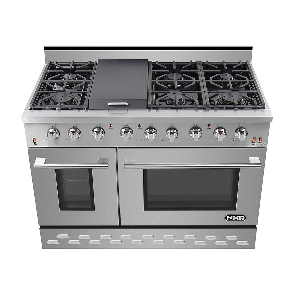 Stainless Steel Dual Fuel Gas Range with 6 Burner and Convection Fan